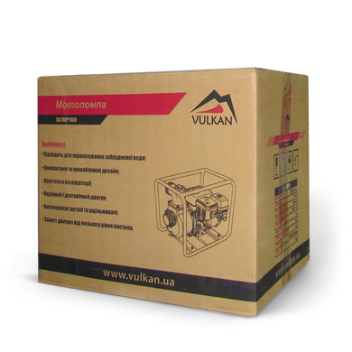 VULKAN Мотопомпа рукав 100мм, 85м3/ч, подъем 30м, чистая вода, SCWP100