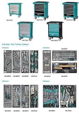 Whirlpower Набір інструментів 224од. (ящик-тумба на колесах)