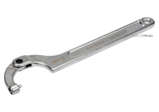 Ключ крюковой с носиком на слой со скругленным болтиком в диапазе. M=50-80 мм YATO, Хр-ванад., L=280 мм