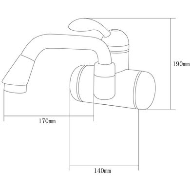 Кран-водонагрівач проточний LZ 3.0 кВт 0.4-5бар для раковини гусак вигнутий довгий настінний AQUATICA