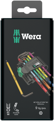 Набір Г-образних ключів, Wera 967 SPKL/9 TORX® BO Multicolour 05073599001 (З магнетизатором)