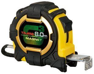 Рулетка будівельна ударостійка, екстра стрічка, TAJIMA G3 LOCK 27, G3GLM27-80EB-EUR - 8м&times;27мм