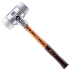 Молоток щадний HALDER SIMPLEX Aluminium ручка дерево Hickory, &Oslash;60 бойок сірий поліуретан/білий суперпластик, 3137.060