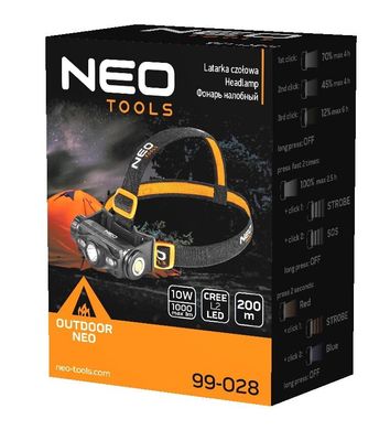 Neo Tools 99-028 Ліхтар налобний, 1000 люмен