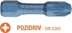 Насадка викруткова ударна USH Blue Shock : Pozidriv PZ2 x 30 мм Torsion, Уп. 25 шт.