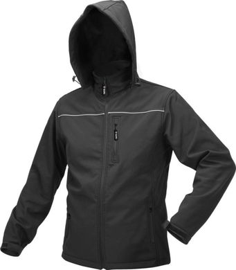 Куртка рабочая SOFTSHELL с прикреп капюшоном YATO розм XL, черный, 3 кармана, 96% полиэст и 4% спандекс