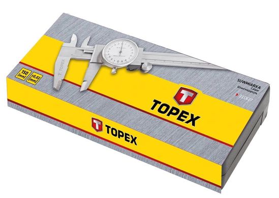 Topex Штангенциркуль, 150 мм, з аналоговою індикацією результату, точність виміру 0.02 мм/м