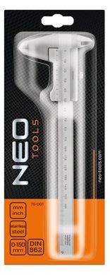 Neo Tools 75-001 Штангенциркуль з сертифiкатом DIN, 150 мм, нержавiюча сталь