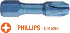 Насадка викруткова ударна USH Blue Shock : Philips PH2 x 30 мм Torsion, Уп. 25 шт.
