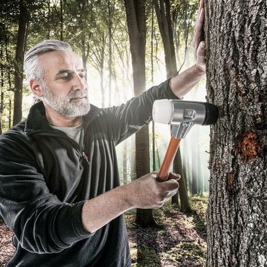 Молоток щадний HALDER SIMPLEX Aluminium ручка дерево Hickory, &Oslash;60 бойок гума чорний/білий суперпластик, 3127.060