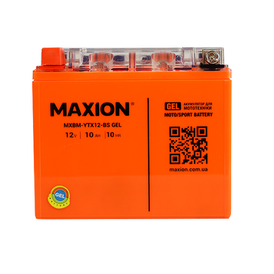 Мото акумулятор GEL YTX 12-BS MAXION (12V, 10A)