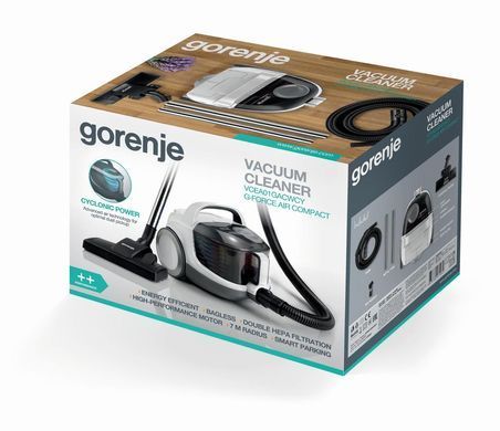 Пилосос Gorenje контейнерний, 800Вт, конт пыль -2.2л, HEPA, телескоп трубка, белый