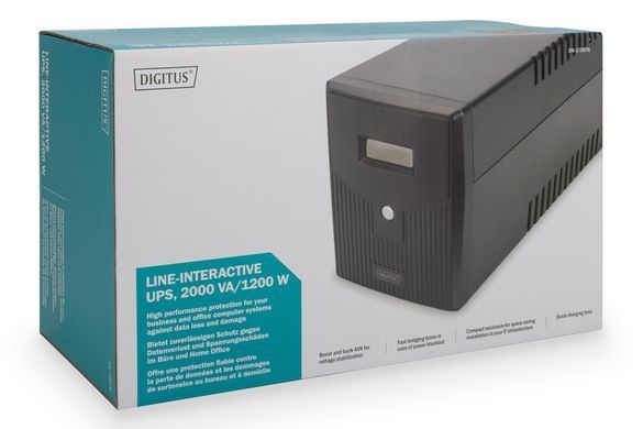 Источник бесперебойного питания DIGITUS 2000VA/1200W, LCD, RJ45, RS232, USB, 4xSchuko