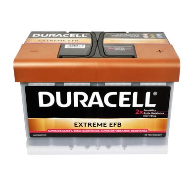 Автомобільний акумулятор DURACELL Extreme EFB 75Ah 700A R+ (L3)