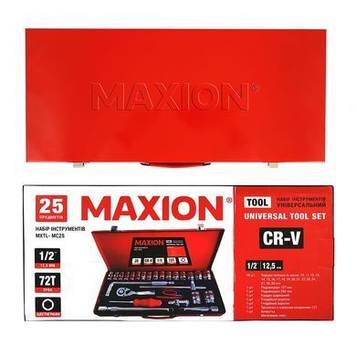 Набір інструментів 1/2&rdquo;, 25 одиниць, Cr-V, MAXION MXTL- MC25