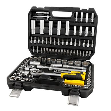 Набір насадок торцевих MASTERTOOL CrV 1/4" та 1/2" тріскачка 72Т 108 шт кейс 78-5108