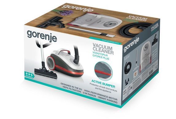 Пилосос Gorenje мішковий, 700Вт, 3л, HEPA, щетка Xpand Zone, телескоп, красный